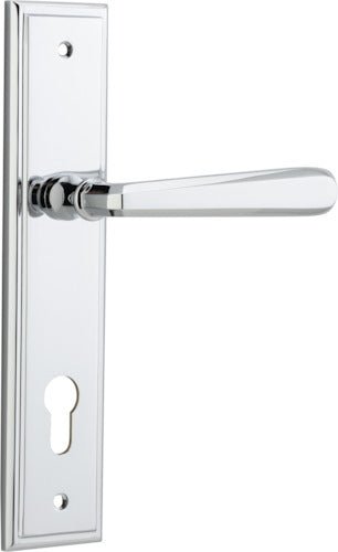 Copenhagen Lever - Stepped Backplate - Entry Point - Iver - Polished Chrome - Door Levers