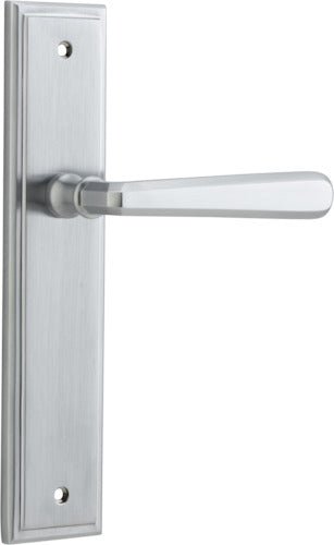 Copenhagen Lever - Stepped Backplate - Entry Point - Iver - Brushed Chrome - Door Levers