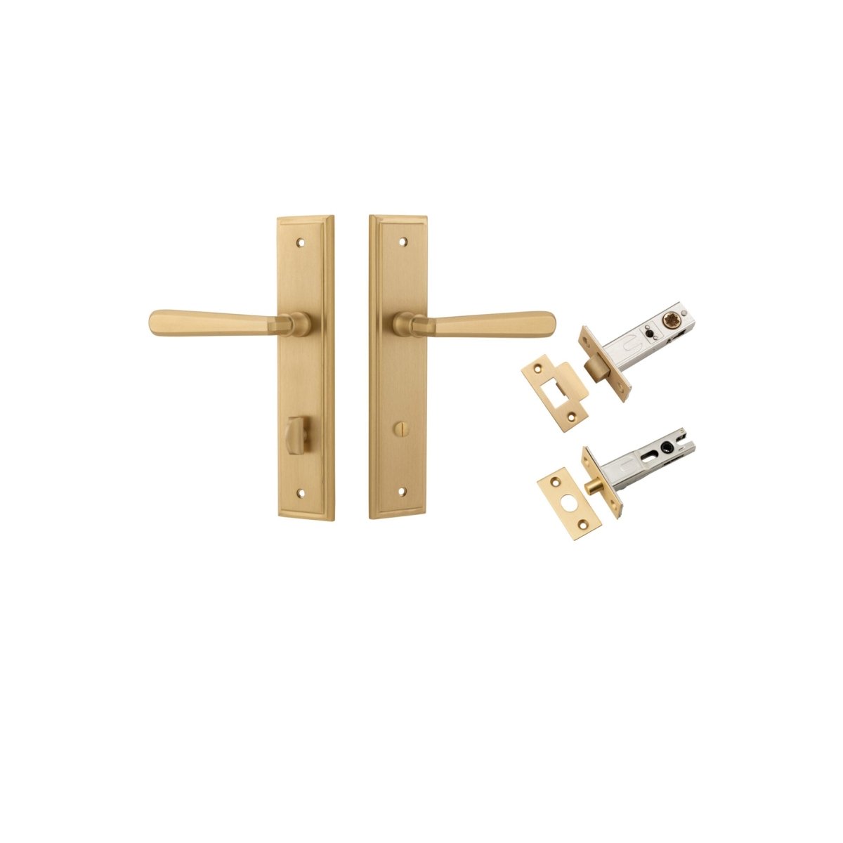 Copenhagen Lever - Stepped Backplate - Entry Point - Iver - Brushed Brass - Door Levers