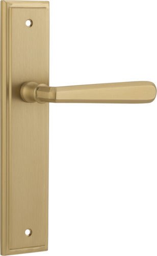 Copenhagen Lever - Stepped Backplate - Entry Point - Iver - Brushed Brass - Door Levers