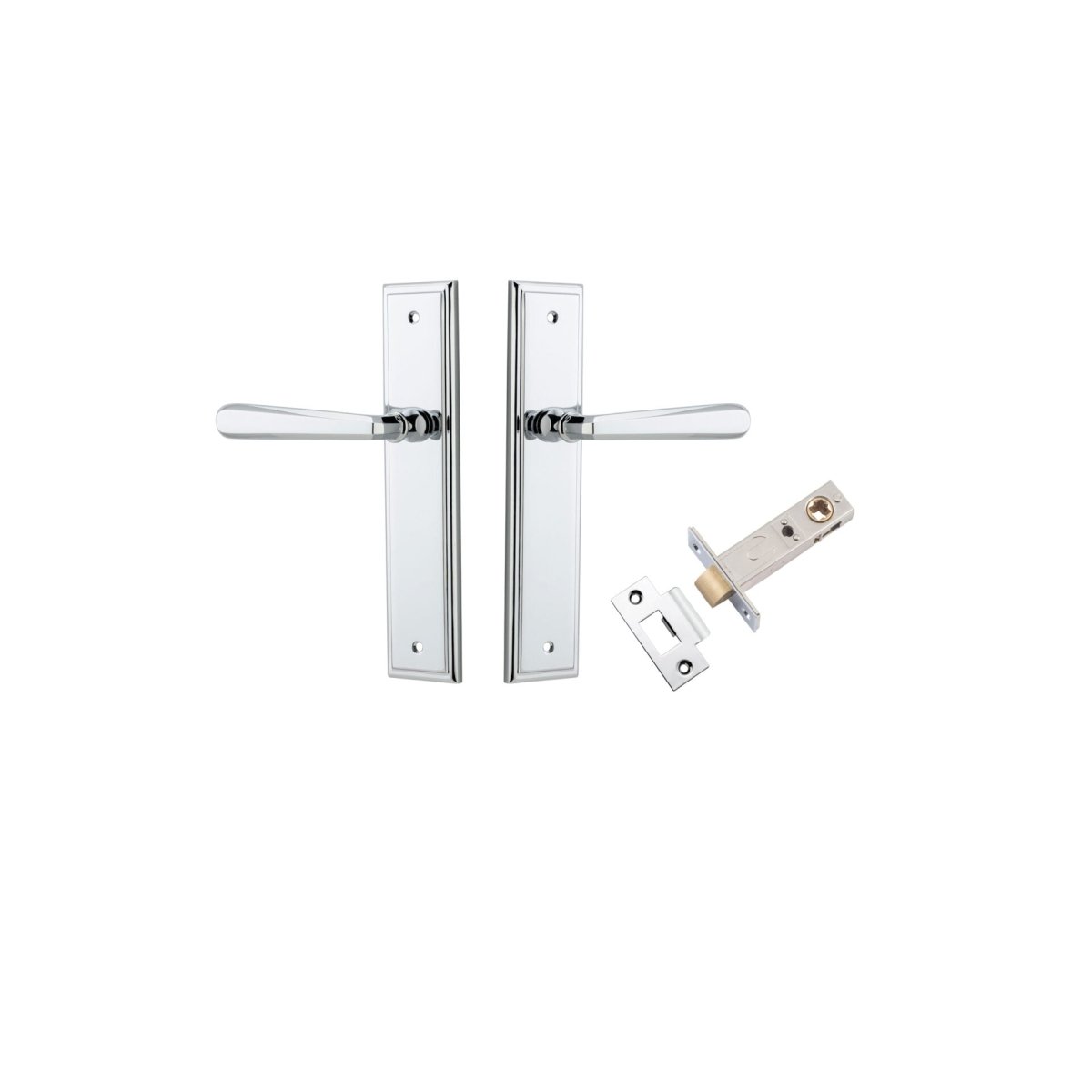 Copenhagen Lever - Stepped Backplate - Entry Point - Iver - Polished Chrome - Door Levers