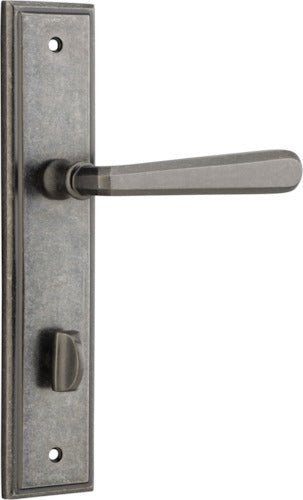 Copenhagen Lever - Stepped Backplate - Entry Point - Iver - Distressed Nickel - Door Levers