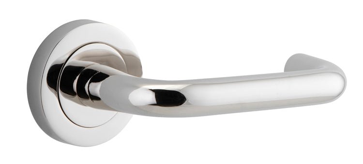 DDA Compliant Oslo Lever - Round Rose - Entry Point - Iver - Polished Nickel - Door Levers