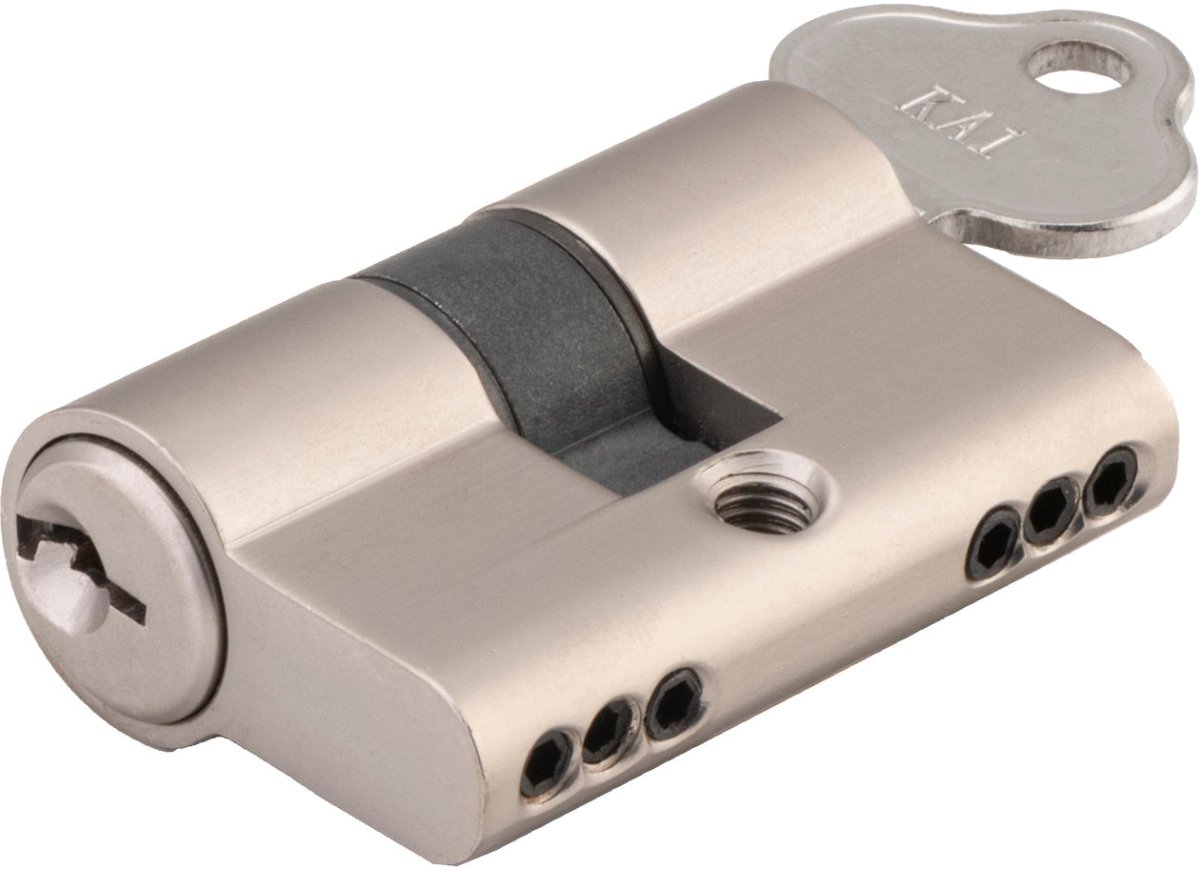 Euro Cylinder Key/Key 3 Pin (45mm) - Entry Point - Iver - Satin Nickel - Euro Cylinders