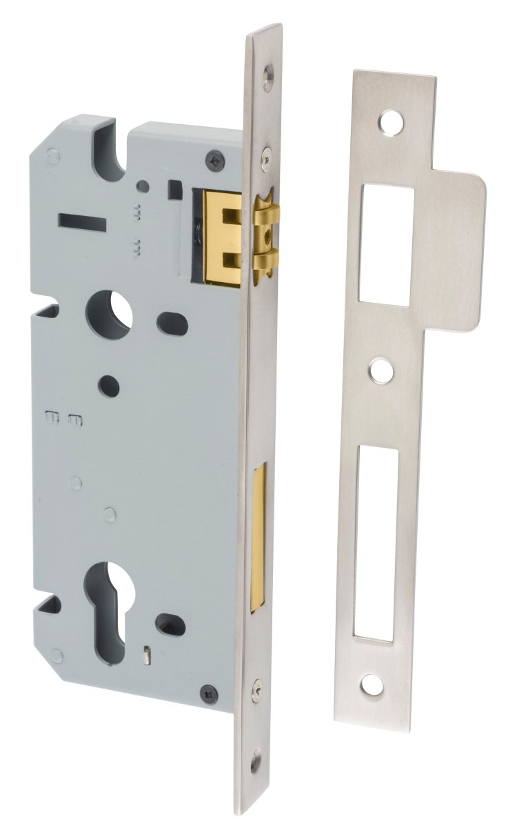 Euro Roller Mortice Locks - Entry Point - Iver - Satin Nickel - External Locks