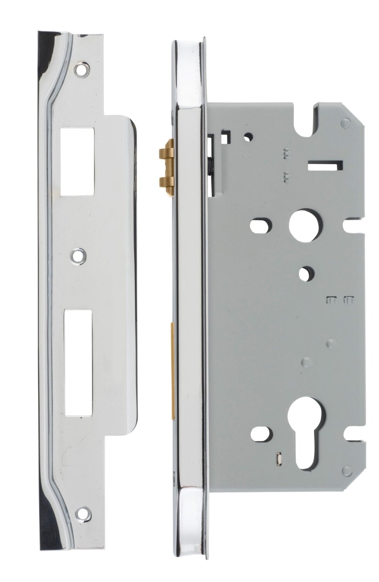 Euro Roller Mortice Locks - Rebated - Entry Point - Iver - Polished Chrome - External Locks