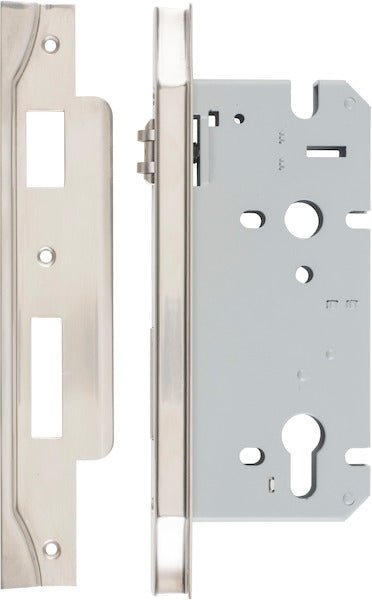 Euro Roller Mortice Locks - Rebated - Entry Point - Iver - Satin Nickel - External Locks