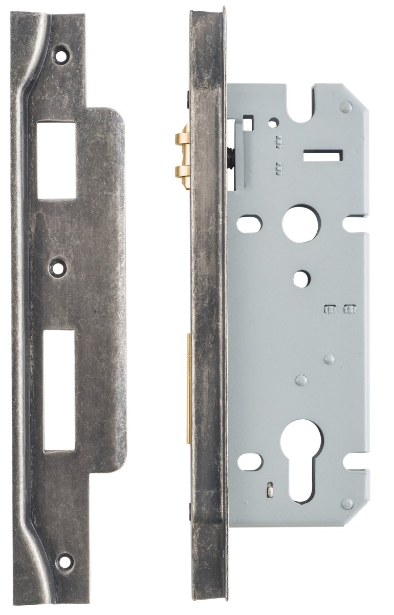 Euro Roller Mortice Locks - Rebated - Entry Point - Iver - Distressed Nickel - External Locks