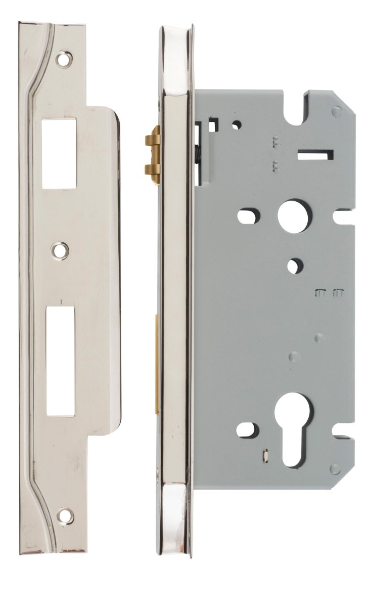 Euro Roller Mortice Locks - Rebated - Entry Point - Iver - Polished Nickel - External Locks