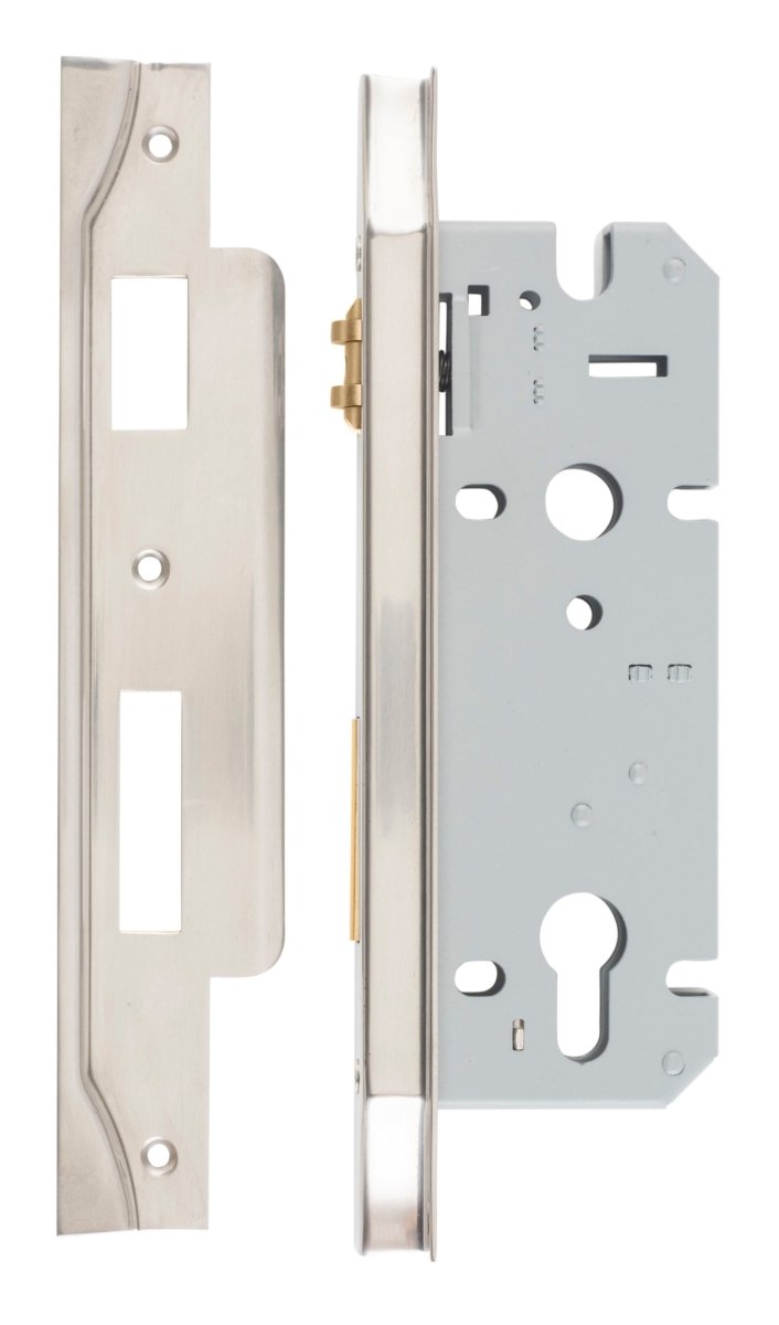 Euro Roller Mortice Locks - Rebated - Entry Point - Iver - Satin Nickel - External Locks