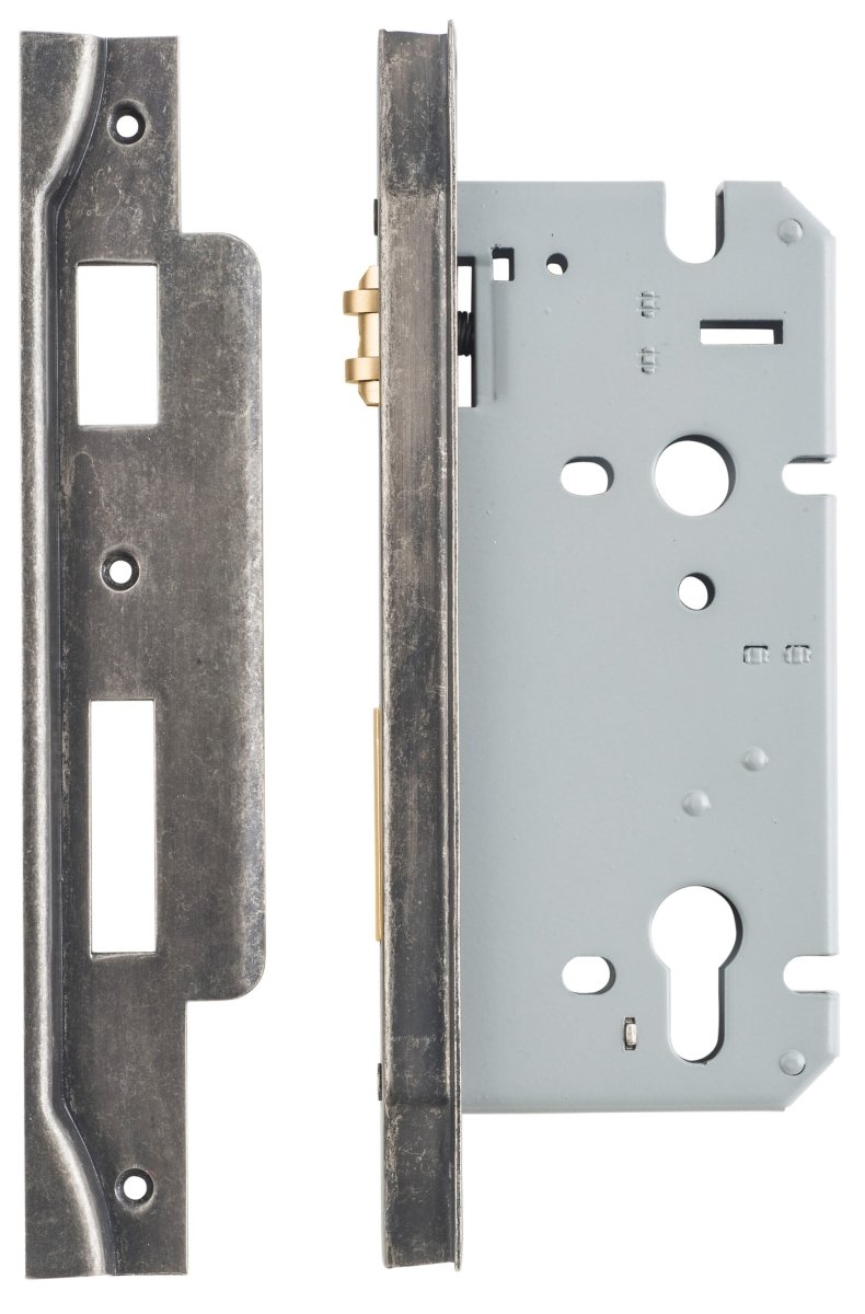 Euro Roller Mortice Locks - Rebated - Entry Point - Iver - Distressed Nickel - External Locks