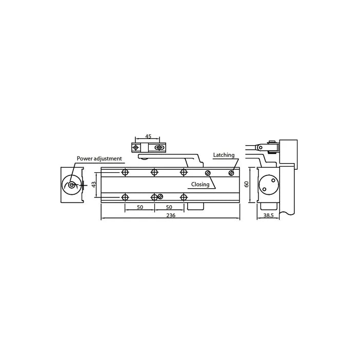 LOCKTON '160 Series' DOOR CLOSER - Rack & Pinion - (2-4)