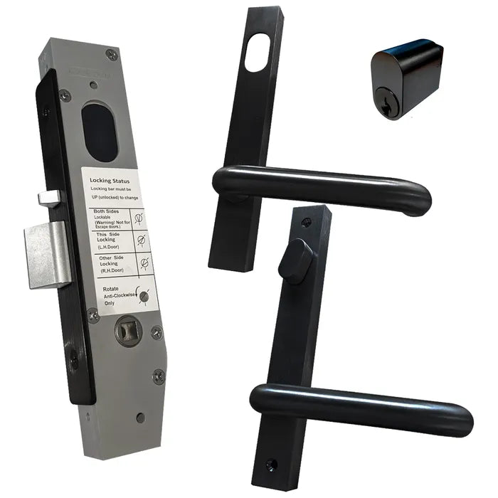 LOCKTON 23mm Mortice Lock KIT2 (ENTRANCE) - Inc. Lock, Furniture & Cylinder *Matte Black*