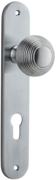 Guildford Knob - Oval Backplate - Entry Point - Iver - Brushed Chrome - Door Knobs