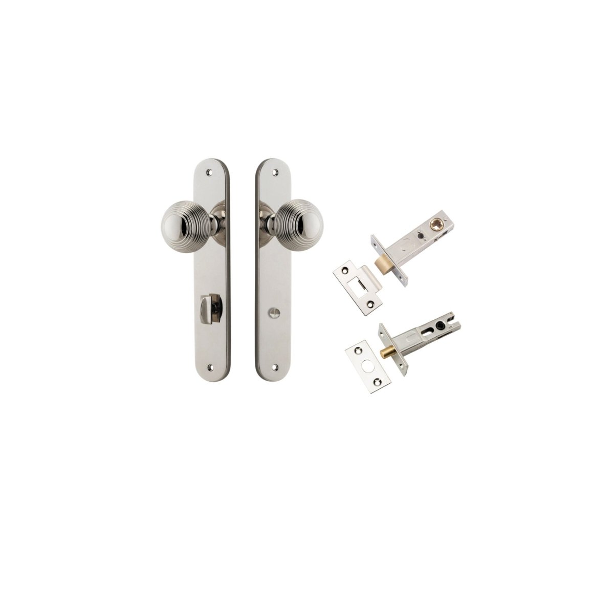 Guildford Knob - Oval Backplate - Entry Point - Iver - Polished Nickel - Door Knobs