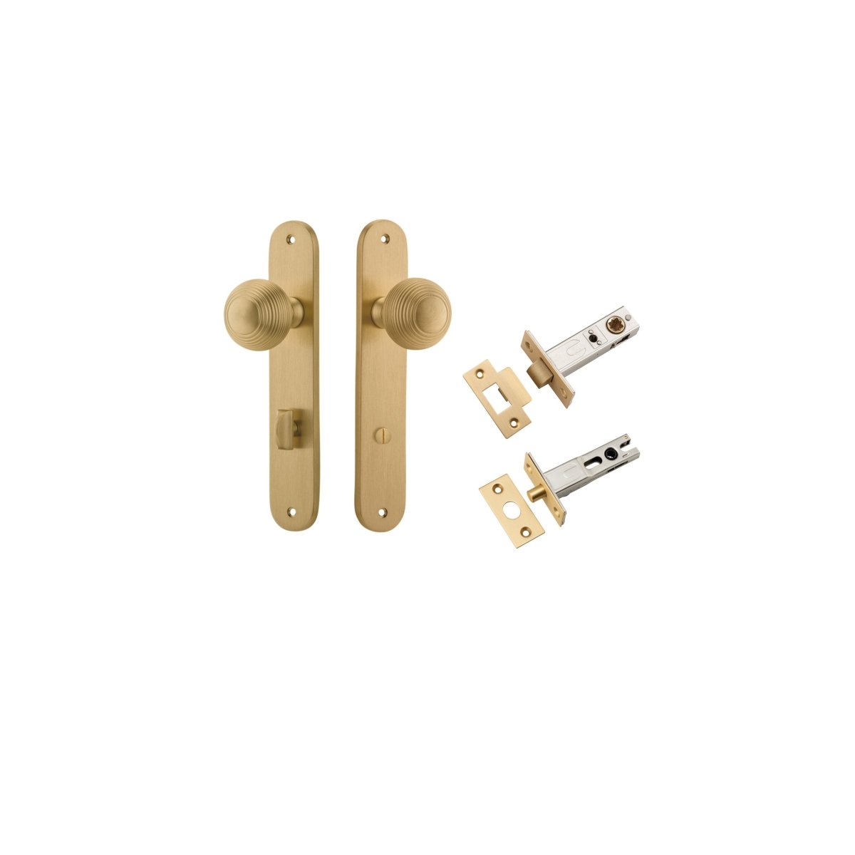 Guildford Knob - Oval Backplate - Entry Point - Iver - Brushed Brass - Door Knobs