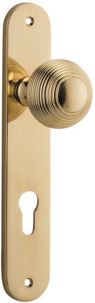 Guildford Knob - Oval Backplate - Entry Point - Iver - Polished Brass - Door Knobs