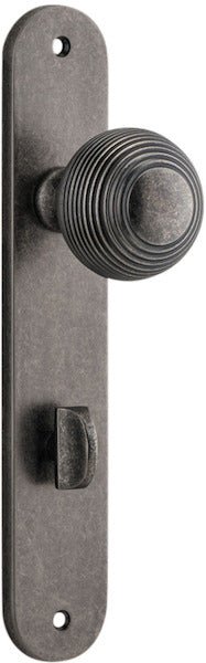 Guildford Knob - Oval Backplate - Entry Point - Iver - Distressed Nickel - Door Knobs