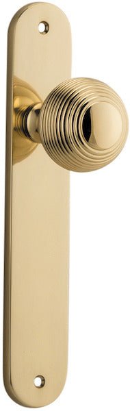 Guildford Knob - Oval Backplate - Entry Point - Iver - Polished Brass - Door Knobs