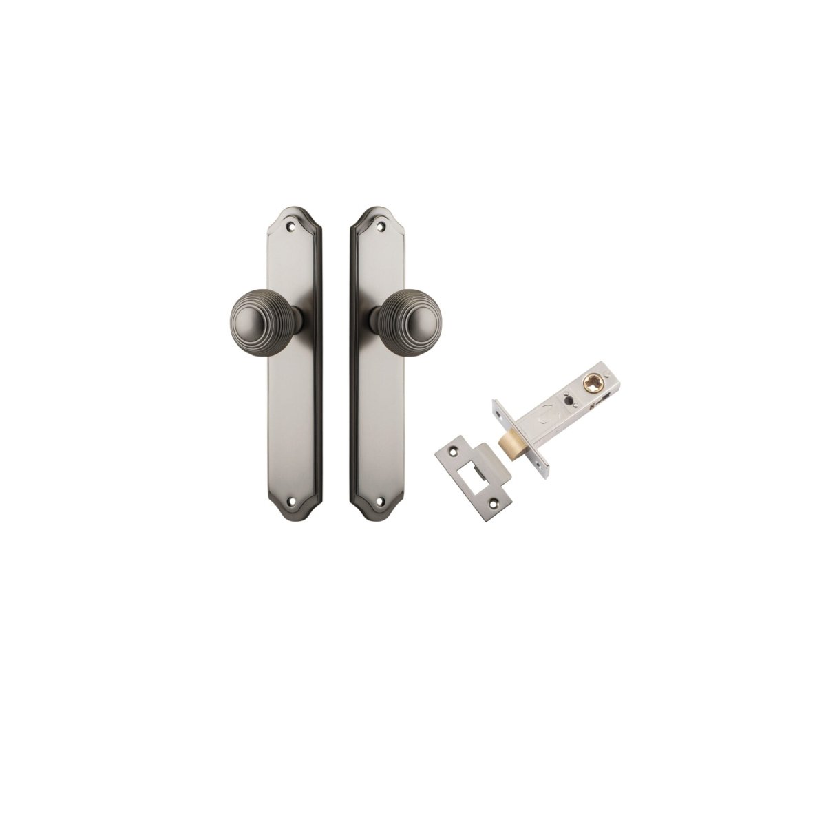 Guildford Knob - Shouldered Backplate - Entry Point - Iver - Satin Nickel - Door Knobs