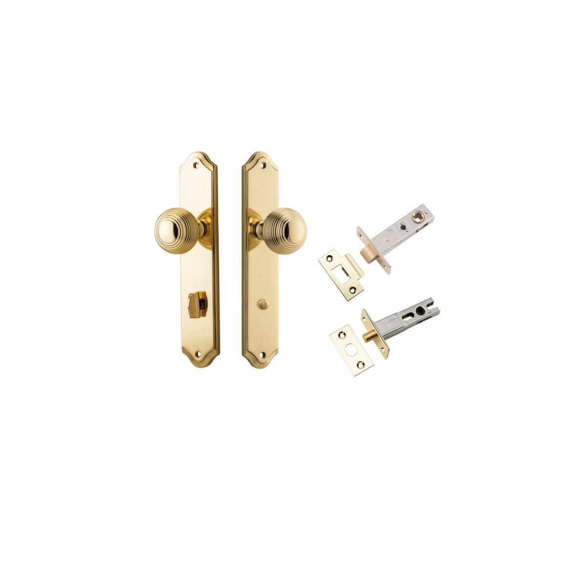 Guildford Knob - Shouldered Backplate - Entry Point - Iver - Polished Brass - Door Knobs