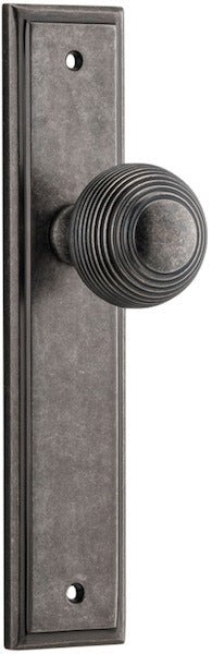 Guildford Knob - Stepped Backplate - Entry Point - Iver - Distressed Nickel - Door Knobs