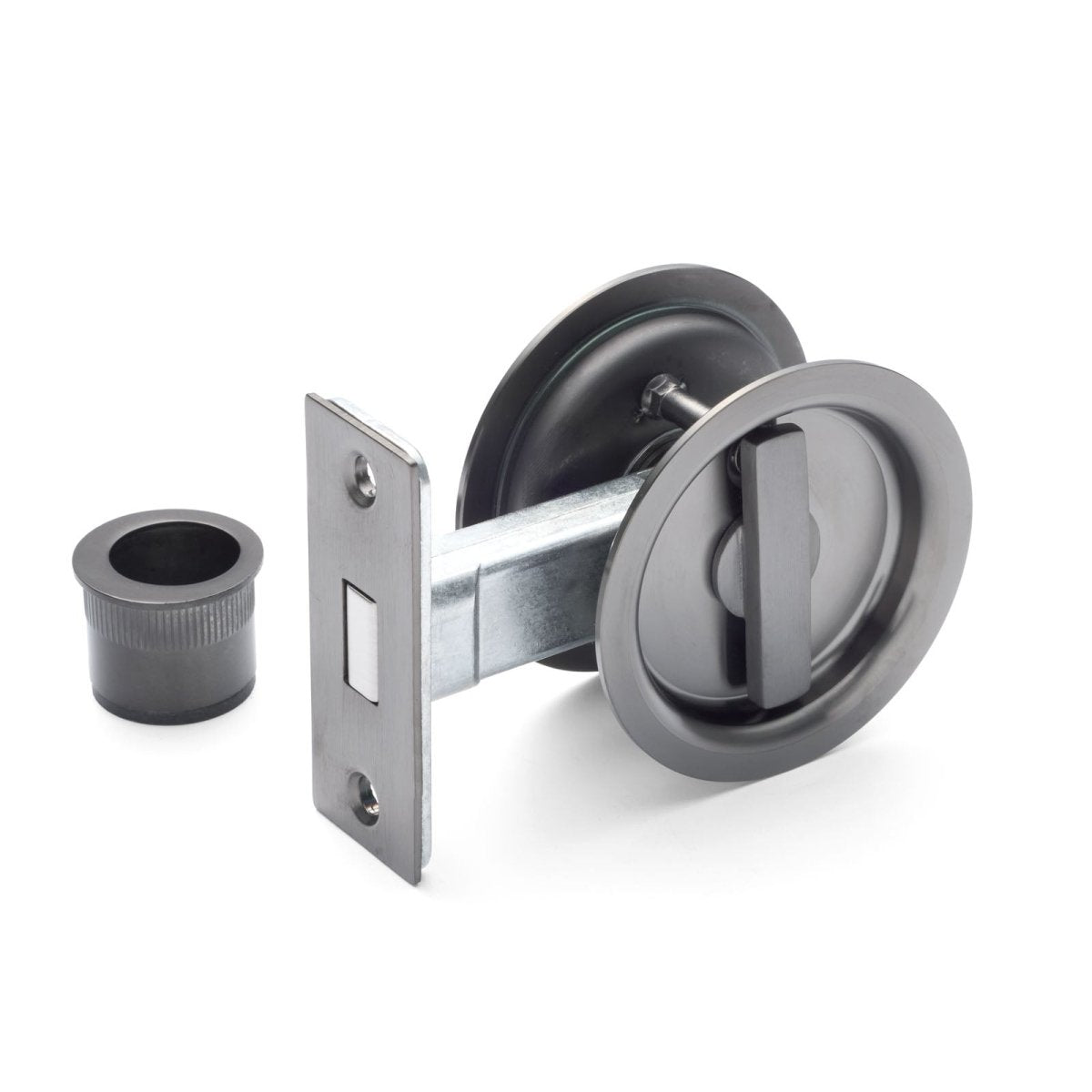 Gunmetal Round Sliding Cavity Privacy Lock - Entry - Point - CAV2GM - Manovella