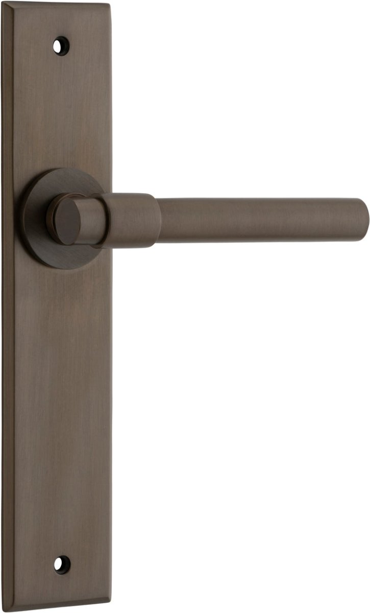 Helsinki Lever - Chamfered Backplate - Entry Point - Iver - Signature Brass - Door Levers