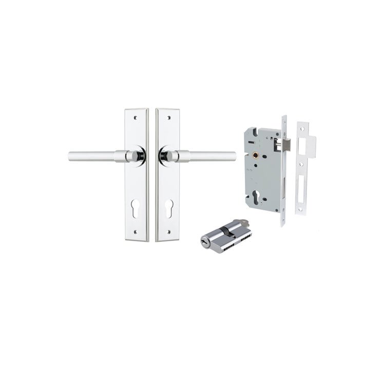 Helsinki Lever - Chamfered Backplate - Entry Point - Iver - Polished Chrome - Door Levers