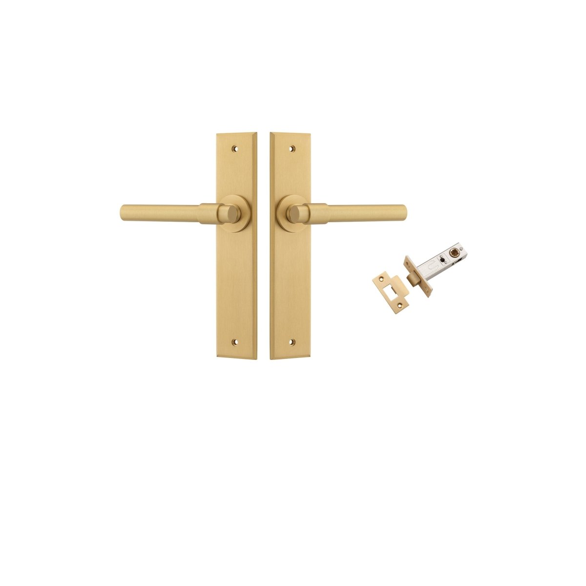 Helsinki Lever - Chamfered Backplate - Entry Point - Iver - Brushed Brass - Door Levers