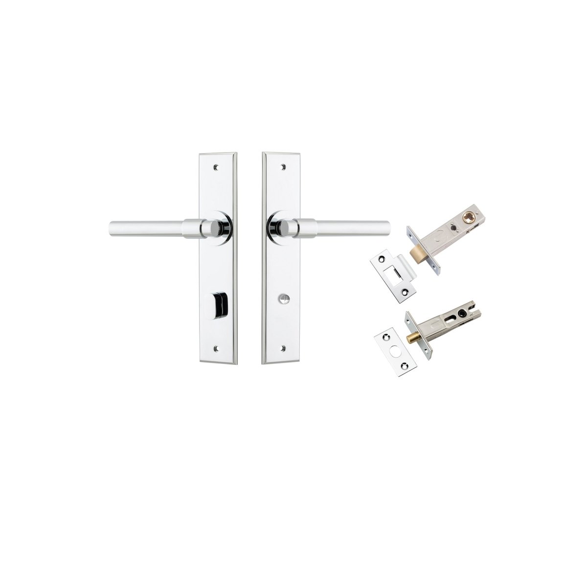 Helsinki Lever - Chamfered Backplate - Entry Point - Iver - Polished Chrome - Door Levers