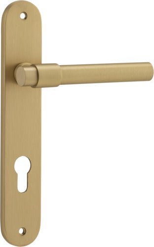 Helsinki Lever - Oval Backplate - Entry Point - Iver - Brushed Brass - Door Levers