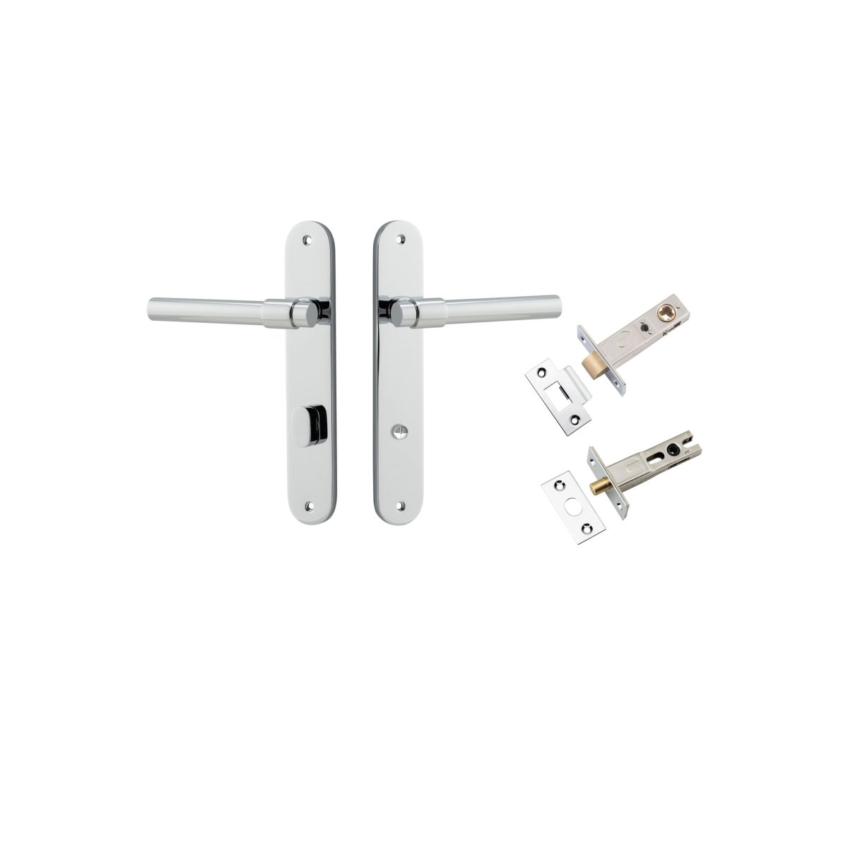 Helsinki Lever - Oval Backplate - Entry Point - Iver - Polished Chrome - Door Levers