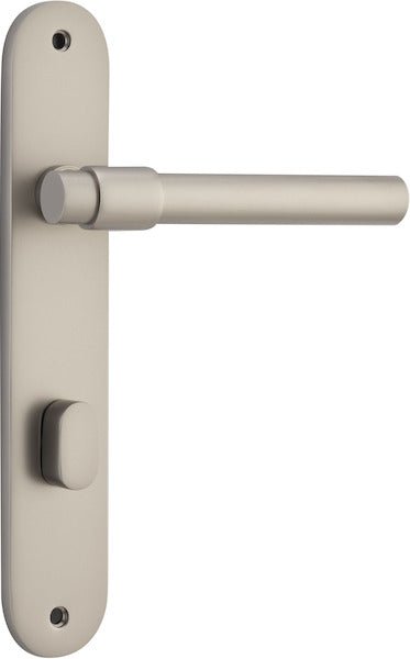 Helsinki Lever - Oval Backplate - Entry Point - Iver - Satin Nickel - Door Levers