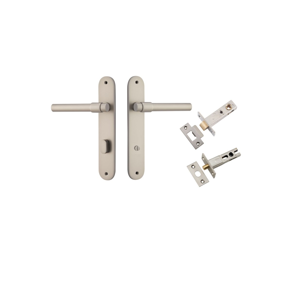 Helsinki Lever - Oval Backplate - Entry Point - Iver - Satin Nickel - Door Levers