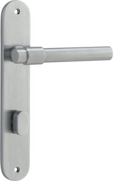 Helsinki Lever - Oval Backplate - Entry Point - Iver - Brushed Chrome - Door Levers