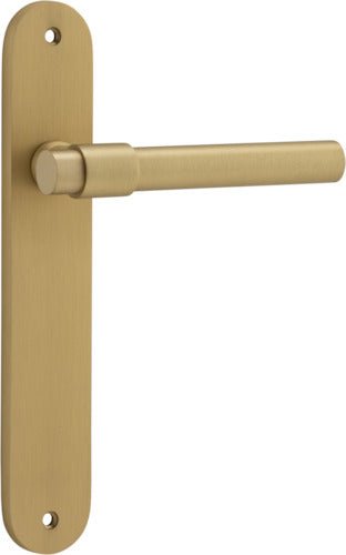 Helsinki Lever - Oval Backplate - Entry Point - Iver - Brushed Brass - Door Levers