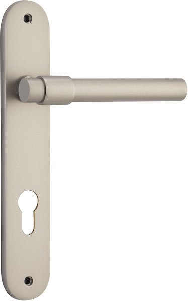 Helsinki Lever - Oval Backplate - Entry Point - Iver - Satin Nickel - Door Levers