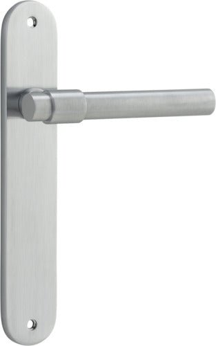 Helsinki Lever - Oval Backplate - Entry Point - Iver - Brushed Chrome - Door Levers