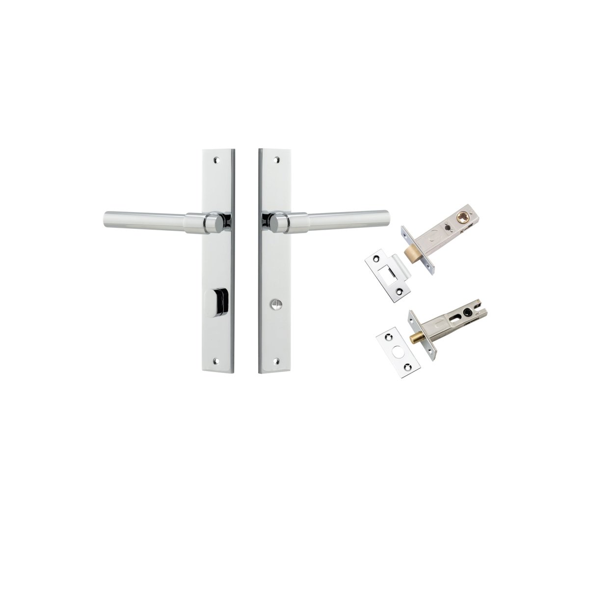 Helsinki Lever - Rectangular Backplate - Entry Point - Iver - Polished Chrome - Door Levers