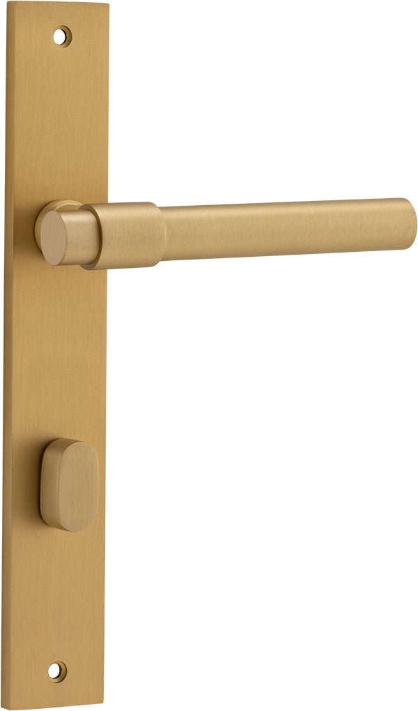 Helsinki Lever - Rectangular Backplate - Entry Point - Iver - Brushed Brass - Door Levers