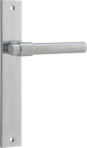 Helsinki Lever - Rectangular Backplate - Entry Point - Iver - Brushed Chrome - Door Levers