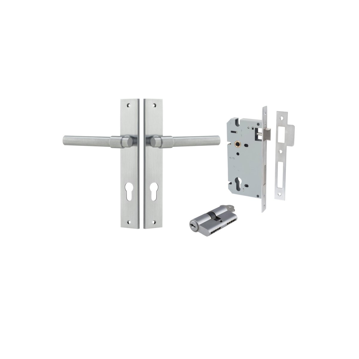 Helsinki Lever - Rectangular Backplate - Entry Point - Iver - Brushed Chrome - Door Levers