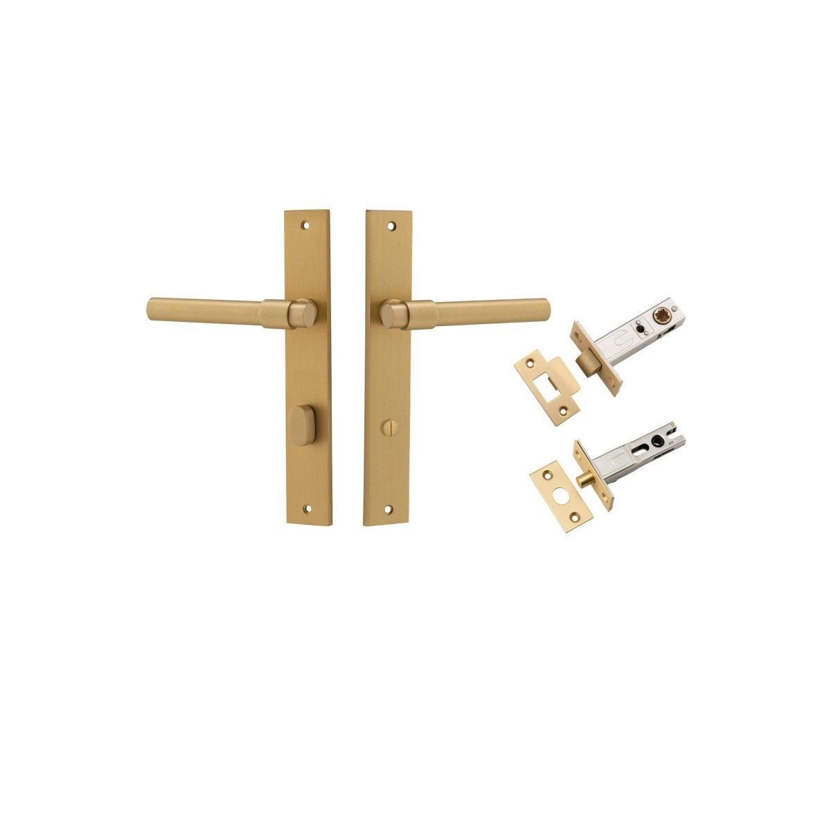 Helsinki Lever - Rectangular Backplate - Entry Point - Iver - Brushed Brass - Door Levers