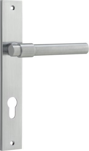 Helsinki Lever - Rectangular Backplate - Entry Point - Iver - Brushed Chrome - Door Levers