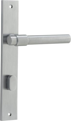 Helsinki Lever - Rectangular Backplate - Entry Point - Iver - Brushed Chrome - Door Levers