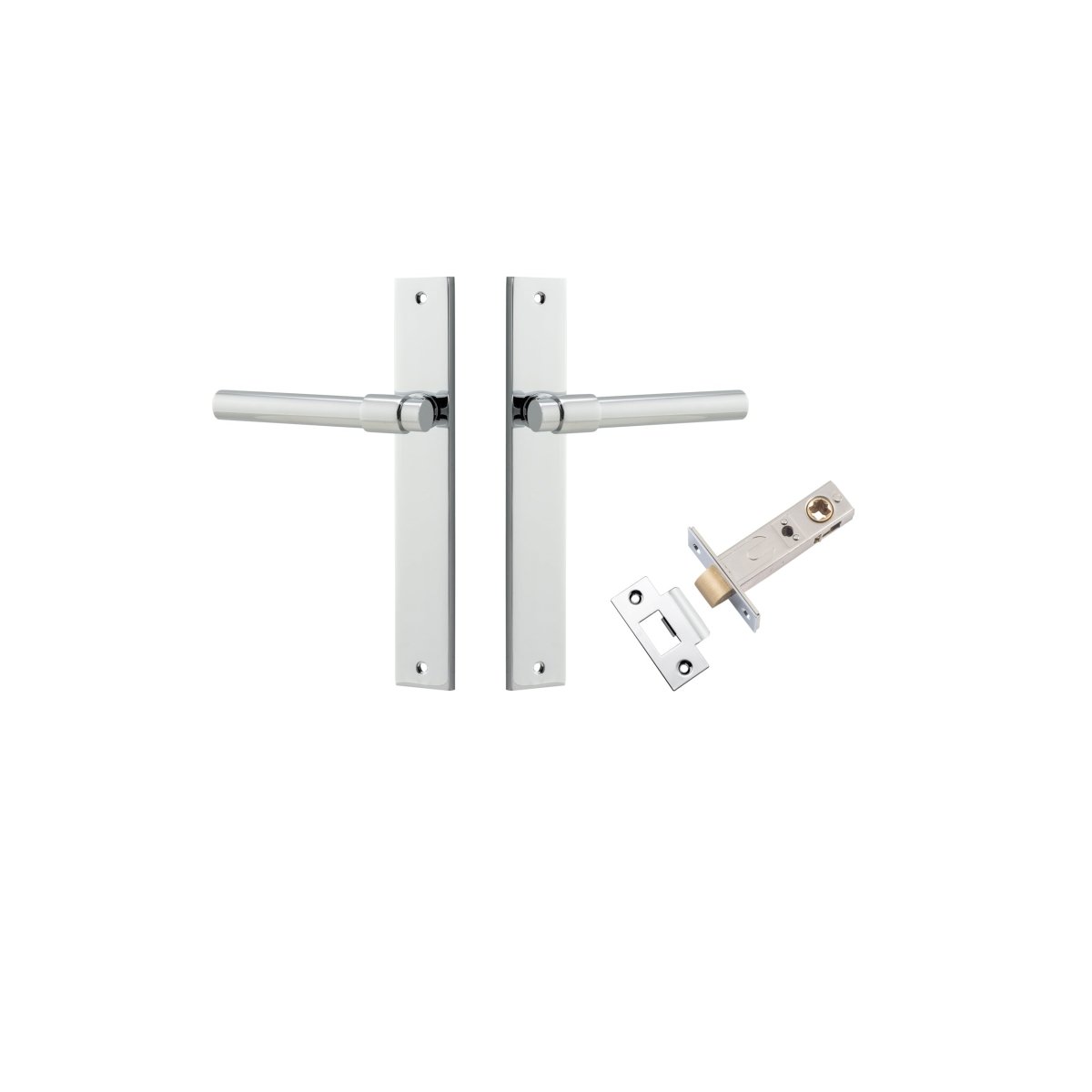 Helsinki Lever - Rectangular Backplate - Entry Point - Iver - Polished Chrome - Door Levers