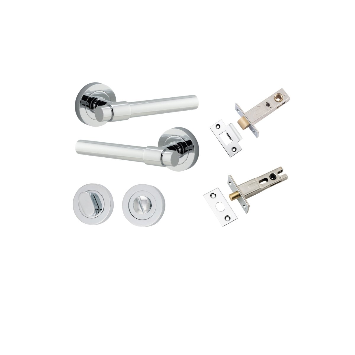 Helsinki Lever - Round Rose - Entry Point - Iver - Polished Chrome - Door Levers