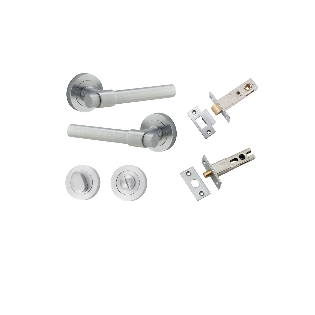 Helsinki Lever - Round Rose - Entry Point - Iver - Brushed Chrome - Door Levers