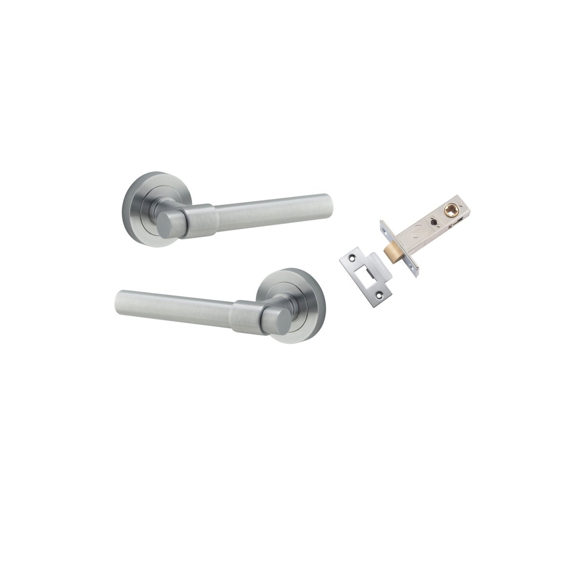 Helsinki Lever - Round Rose - Entry Point - Iver - Brushed Chrome - Door Levers